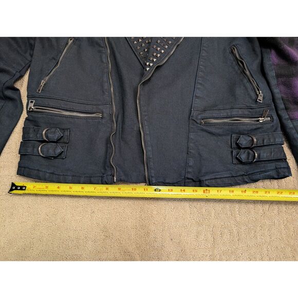 Iro-Ochi Jacket Mens Large Indigo Denim Moto Studded Chaos Handcrafted - Picture 14 of 15